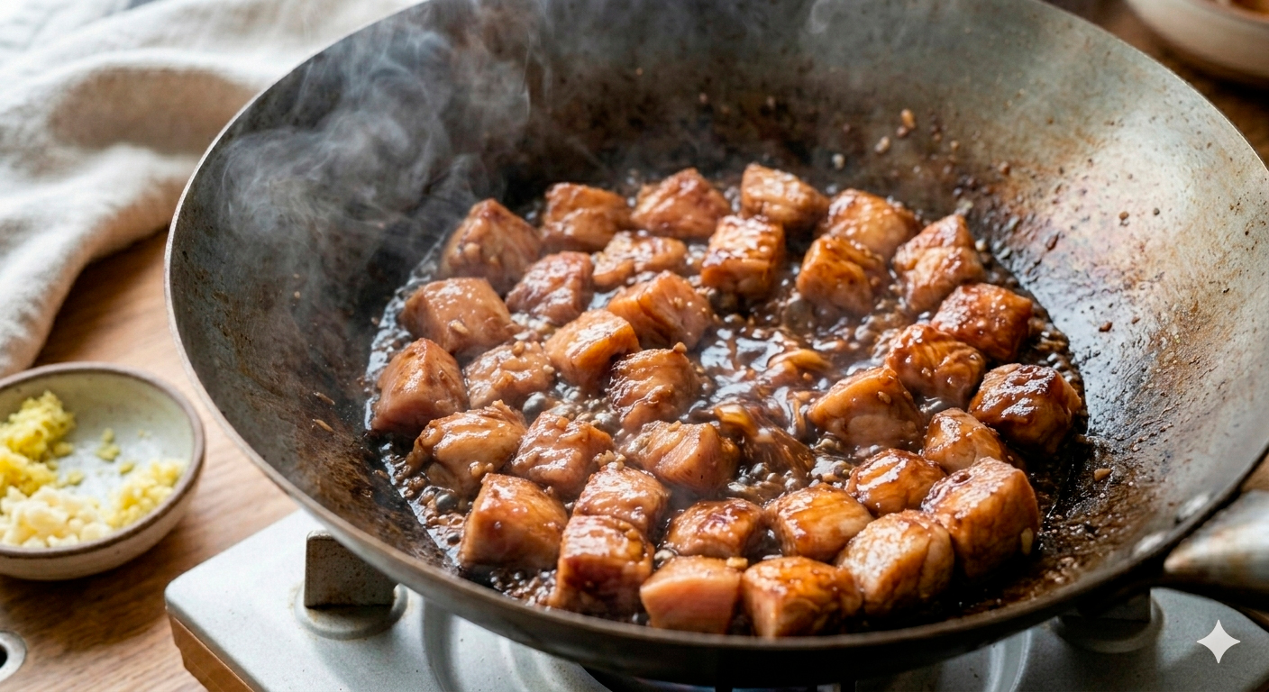 Pollo teriyaki con sésamo y jengibre nutritivo y balanceado listo para servir