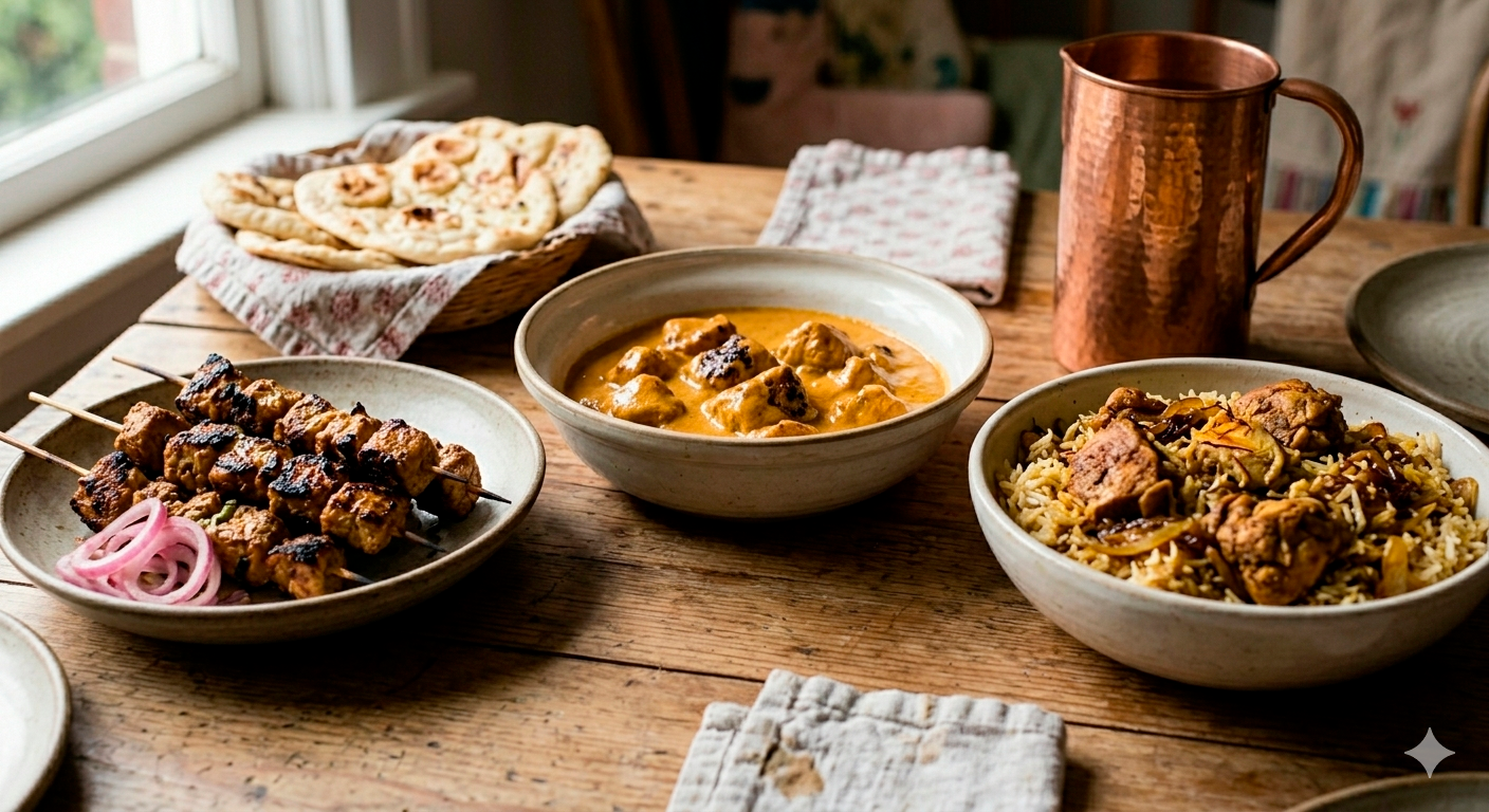 Variaciones irresistibles del pollo marinado: Tikka, Butter Chicken y Biryani familiar