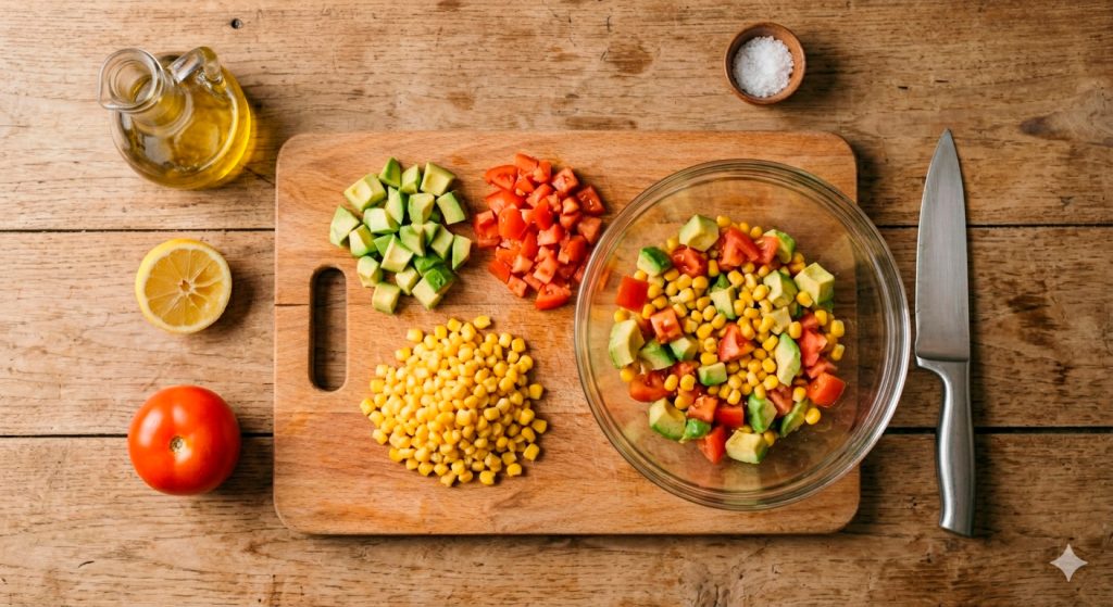 000 Ensalada fresca de palta tomate y maiz