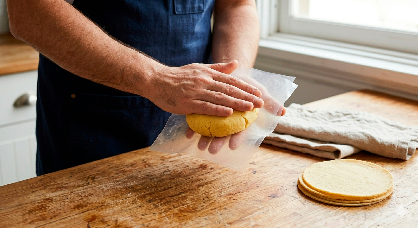 Formación de discos para tortillas de maíz